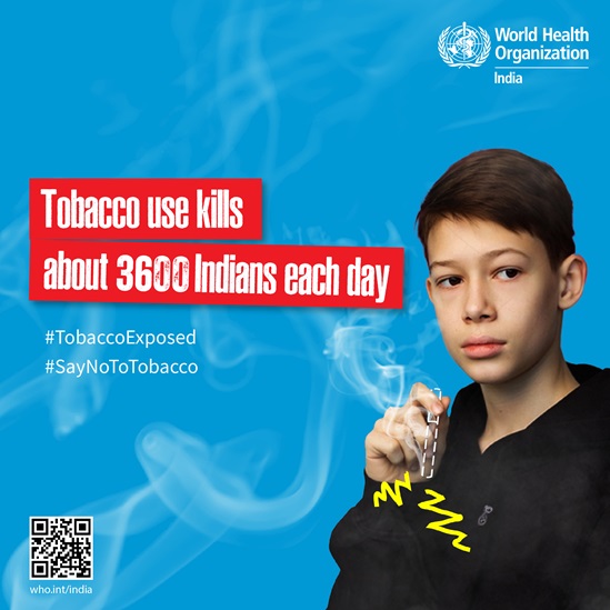 Tobacco use kills about 3600 Indians each day